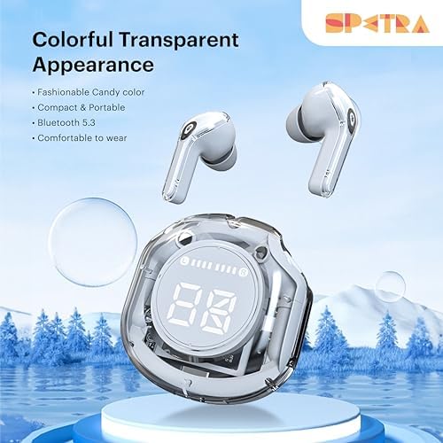 Baby Blue Crystal Earbuds – Immerse Yourself in Chic Audio Elegance with Luxurious Sound Quality & Stylish Transparent LED Charging Case – Advanced Wireless Connectivity & Quick Charge Technology for Seamless Listening Experience
