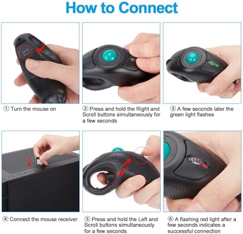 Experience Effortless Control with the Welspo Wireless USB Handheld Finger Trackball Mouse – Ergonomic Design & Laser Pointer for Seamless Presentations and Enhanced Navigation