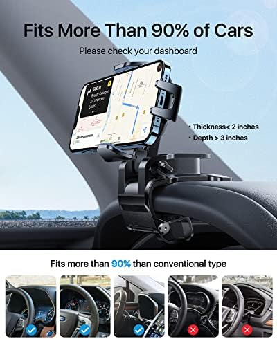 Military-Grade Universal Car Phone Mount for Dashboard | Ultra-Stable Clip Holder with Firm Grip for i Phone 16, 15, 14, 13, 12 Pro Max & Android Devices | One-Handed Operation for Safe Navigation & Easy Access | Enhanced Compatibility with GPS Systems