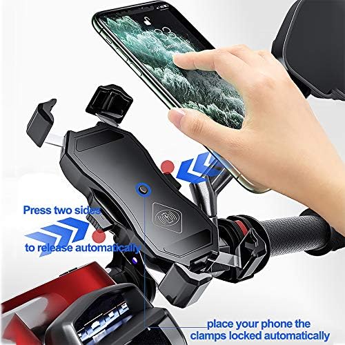 Transform Your Motorcycle Experience with the i MESTOU 15 W Qi Wireless Charger & Dual Phone Holder – Universal Fit for 3.5-6.8 Inch Devices, Fast Charging, and Waterproof Durability for All Conditions