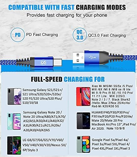 sweguard 3.1 A Fast Charging USB Type C Cable – 2 Pack 6.6 ft Nylon Braided Charger for Samsung Galaxy, LG, Moto, PS5 – Durable, Tangle-Free, High-Speed Data Sync – Ultimate Compatibility and Convenience in Pink