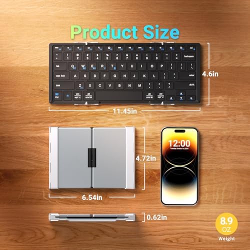 Revolutionize Your Mobile Typing Experience with the i Clever BK05 S Foldable Bluetooth Keyboard – Ultra-Portable Wireless Design, USB-C Rechargeable, Multi-Device Connectivity for Laptops, Tablets, and Smartphones – Perfect for Travel and Enhanced Productivity