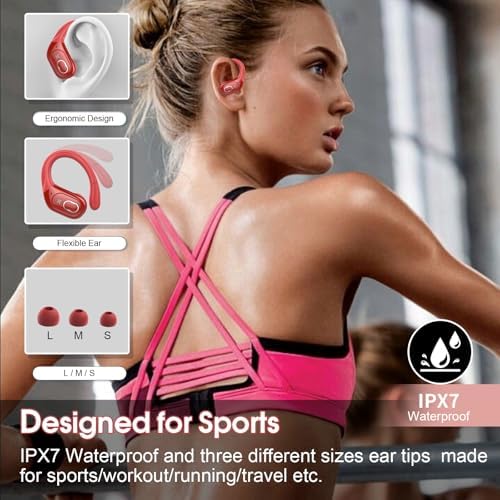 Ultimate Bluetooth 5.4 Wireless Earbuds with 75-Hour Playtime – Ergonomic Deep Bass Sport Headphones with IPX7 Waterproof Rating for Active Lifestyles, Advanced ENC Noise Cancelling Mic for Superior Call Clarity – Ideal for Fitness and Outdoor Activities