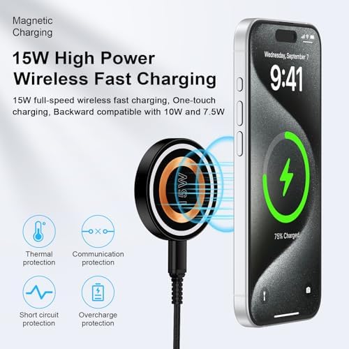Samsung Fast Wireless Charger Pad for Galaxy & i Phone – Magnetic Mag Safe Compatible, Ultra-Fast Charging for S25, S24 Ultra, S24+, S24, S23, S22, S21, S20, i Phone 16 Pro Max, Plus, 15, 14 – Portable & Safe Power Solution for Everyday Use