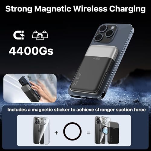 Magnetic Power Bank 10000 m Ah for Mag Safe – Dual-Foldable Wireless Charger with LED Display, 22.5 W PD Fast Charging, Ultra-Strong Magnetic Alignment, and Simultaneous Device Charging for Phones and Androids – Perfect Travel Companion and Safety-Certified Power Solution