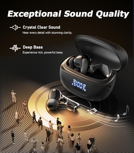 Revolutionary Bluetooth 5.3 Wireless Earbuds with Superior Noise Cancellation – IPX7 Waterproof for Active Lifestyles, Deep Bass Audio & 40-Hour Playtime – Ergonomic Comfort Design with Real-Time LED Battery Indicator – Perfect for Music, Sports, and Professional Calls – Unmatched Audio Experience Everywhere