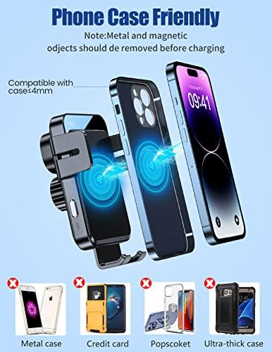 MOKPR Wireless Car Charger – 15 W/10 W/7.5 W Auto-Clamping Cup Holder Phone Mount for i Phone & Samsung – Fast Charging Car Mount with Enhanced Compatibility for Seamless Navigation & Calls – Durable, Convenient, and Safe Charging Solution for Busy Lifestyles