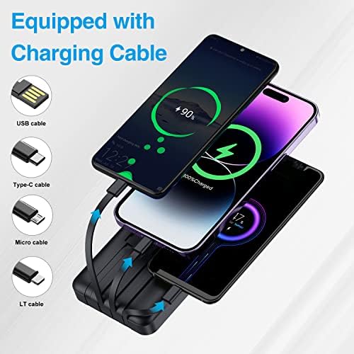 High-Capacity 12000 m Ah Portable Charger with Integrated Cables – 22.5 W Fast Charging Power Bank for i Phone 15, Samsung Galaxy & Tablets – Smart LED Display & Compact Design for Maximum Portability and Universal Compatibility