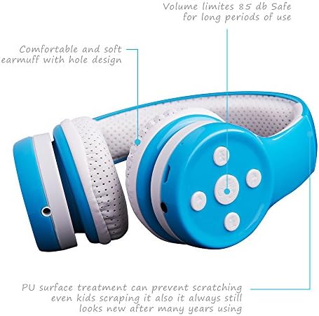 Light Blue Kids Bluetooth Headphones – Safe 93 d B Volume Limitation for Ear Protection – Foldable & Travel-Friendly Design – Built-in Microphone for Hands-Free Calls – Comfortable Wireless Headphones for Toddlers and Children – Perfect for School, Home, and Fun Activities
