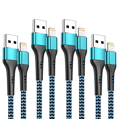 Ultimate i Phone Charger Cord Set – 4 Pack (1.5/3/6/6 FT) | MFi Certified Lightning Cables for Fast Charging | Compatible with i Phone 13, 12 Pro Max, Mini, 11 Pro, XS, XR, X, 8, 7 Plus, 6 s, 6 SE (2020), i Pad, i Pod | Durable Nylon Braided Design for Tangle-Free Convenience | Elevate Your Charging Experience with Enhanced Compatibility and Speed
