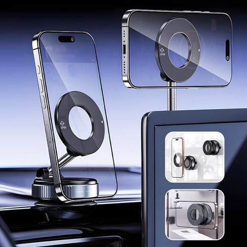 Vacuum Magnetic Phone Holder for Magsafe – Magnetic Car Phone Mount,360 Rotatable Magnetic Car Mount for iPhone 16 Pro Max Plus/iPhone 15 14 13 12 Pro Max Plus – Enhanced Compatibility and Speed