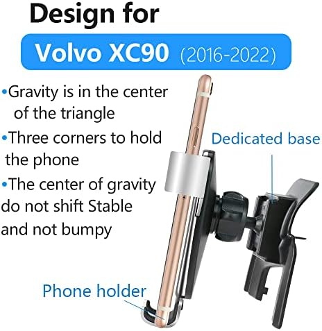 LUNQIN Enhanced Car Phone Holder for Volvo XC90 (2016-2026) – Ultimate Gravity Mount with Mobile Charging Stand for Secure Smartphone Access and Seamless Navigation, Perfect Auto Interior Accessory for Modern Drivers
