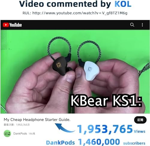 YINYOO KBEAR KS1 Wired In-Ear Monitors – Premium High-Resolution Noise-Canceling Earbuds for Musicians and Audiophiles – Unmatched Bass Performance and Crystal Clear Audio – Ergonomically Designed for Comfort and Wide Device Compatibility – Ideal for Live Performances and Everyday Listening