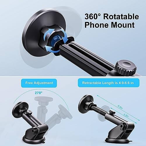 Mag Safe-Compatible Cup Holder Phone Mount – Ultra-Strong Magnetic Phone Holder with Flexible Gooseneck, Expandable Base for Secure Fit in Any Vehicle, Perfect for i Phone, Galaxy, and Pixel – Enhance Your Driving Safety and Convenience