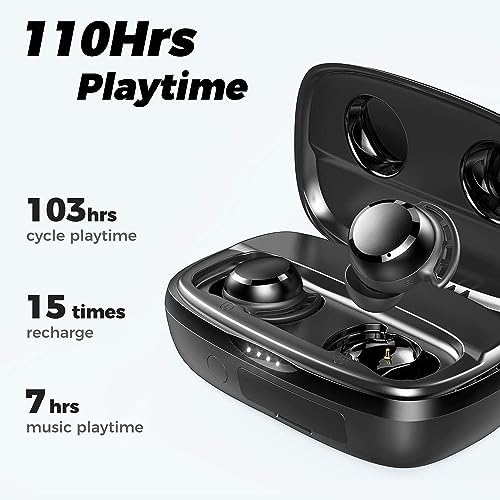 Ultimate Tribit Wireless Earbuds: 110-Hour Playtime, Bluetooth 5.3, IPX8 Waterproof, Noise Reduction, Ergonomic In-Ear Design for Comfortable Listening – Perfect for Gym, Commute & Home Use