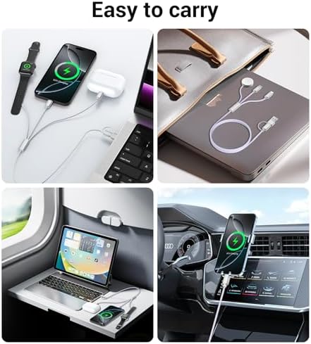 Temdan 3-in-2 USB C Charging Cable: Versatile Multi-Device Charger for Apple Watch Ultra, SE & i Phone 12-16 – Rapid Charge, Compact Travel Essential – Stylish Pink Smartwatch Accessory for On-the-Go Power Solutions