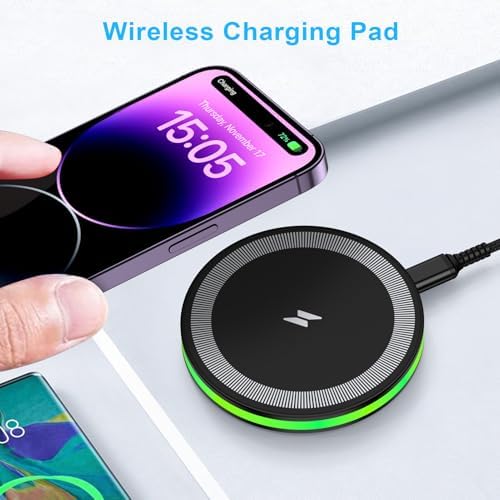 Ultra-Fast Wireless Charging Pad for Android & i Phone – 15 W High-Speed Charger Station for Samsung Galaxy S25 Ultra, S24, S23, S22, S21, S20, S10, and i Phone 16 Pro Max, 15, 14, 13, 12 – Intelligent Protection, Slim Design, and Universal USB-A Compatibility – Effortless Charging Experience with Smart Chip Technology – Perfect Travel Companion for Mobile Users Seeking Efficiency and Safety – Charge Multiple Devices with Confidence and Convenience – Quick Charge Compatible for Optimal Performance – Ideal for Galaxy Buds and Air Pods Pro – Elevate Your Charging Game with this Sleek and Portable Fast Charger