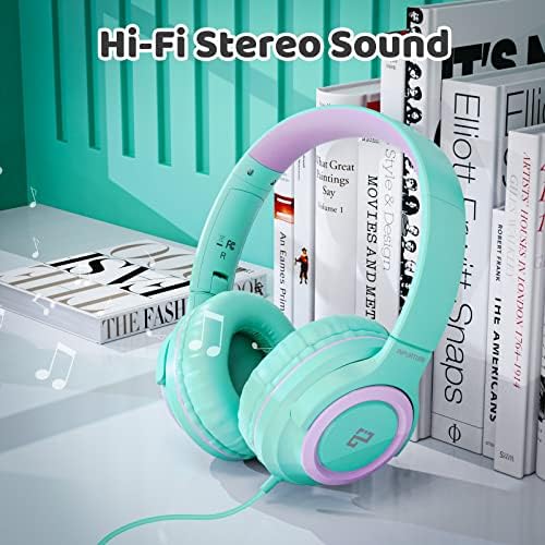 Safe & Stylish INFURTURE Kids Wired Headphones with Microphone – 94 d B Volume Limiting for Hearing Protection – Lightweight On-Ear Design Perfect for School, Travel & Home – Compatible with Tablets, Smartphones, PCs, and Kindles – Ideal Audio Experience for Boys and Girls