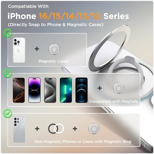 SURPHY Mag Safe-Compatible Silicone Phone Ring Holder – Adjustable Kickstand Grip for i Phone 16, 15, 14, 13 – Stylish and Functional Cell Phone Stand with Enhanced Durability and Comfort