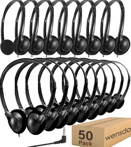Bulk 25 Pack Kids Wired Headphones – Durable Adjustable Earphones for Classroom Learning, Ideal for Students and Toddlers – Enhanced Compatibility with Tablets and Computers – Comfortable Fit for Extended Use in Group Settings