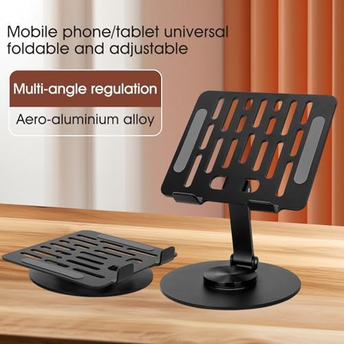 Versatile Adjustable Metal Tablet Stand – Foldable Height-Adjustable Holder for Tablets Up to 12 Inches, Perfect for i Pads and More – Sleek Black Finish for Ultimate Style and Stability in Any Workspace