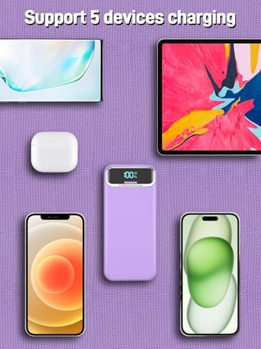 Ultimate 20,000 m Ah Portable Charger with Built-in Cables & AC Plug – Super Fast PD20 W & SCP22.5 W USB-C Power Bank for Quick Device Charging – LED Display & Universal Compatibility for i Phone, Samsung & More – Essential Travel Accessory for On-the-Go Power Solutions