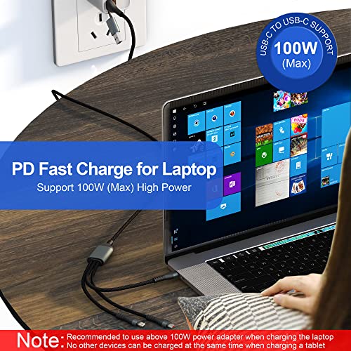 Ultimate 3 in 1 USB Long Charger Cable – 3 M/10 FT Braided Fast Charging Cord with Universal USB C, Micro USB & Lightning Connectors – 6 A Power Delivery for Rapid Device Charging – Durable & Tangle-Free Multi-Device Charging Solution