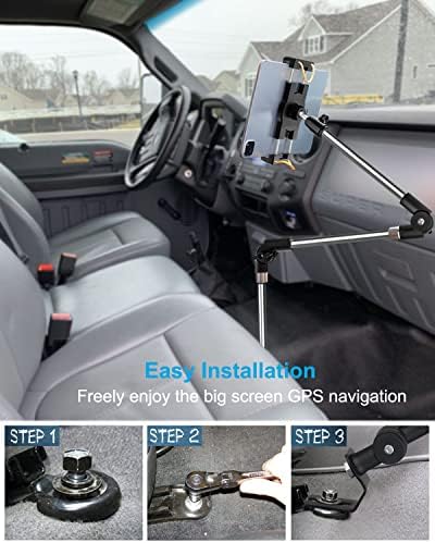 Universal 35″ Heavy-Duty Car Tablet Holder – 360° Rotating Phone Mount for i Pad Pro 12.9 & 4-13″ Devices – Adjustable Vehicle Device Stand for Seamless Navigation & Streaming – Secure Floor or Seat Rail Installation