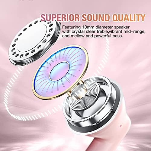 Chic Pink True Wireless Earbuds with Advanced Bluetooth 5.3 – Immersive Noise Cancellation, Powerful Deep Bass & Integrated Microphone – Waterproof Sports-Proof Design for On-the-Go Lifestyle – Perfect Fit for i Phone & Android Users – Transform Your Listening Journey Now!