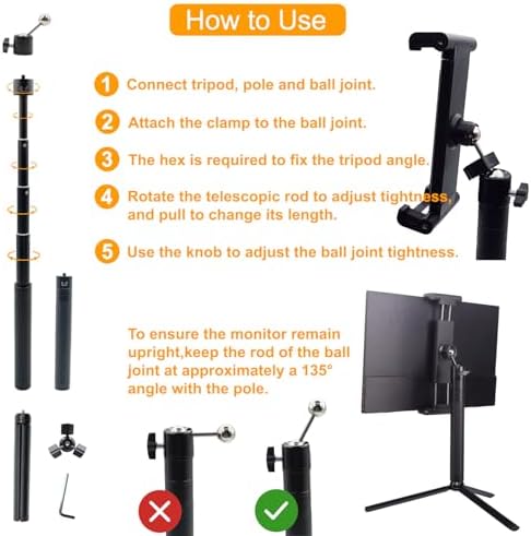Versatile Travel Monitor Stand FL11 C: Adjustable Height Tablet Holder for 15.6-18.5 Inch Displays with Secure Clamp, Swivel/Tilt Features, and Compact Tripod Design for Enhanced Productivity on the Go