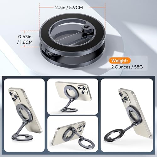 Itramax Magnetic Ring Phone Holder for iPhone 16,Double Ring Adjustable Cell Phone Stand,Magnetic Phone Holder 360° Rotation Portable Mount for iPhone 15 14 13 12 Pro Max,Mag/Safe Case,Gym,Golf Cart – Enhanced Compatibility and Speed