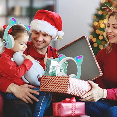 Playful Cat Ear Bluetooth Headphones for Kids – Foldable Over-Ear Design with LED Lights, Safe Listening Volume Control, Built-in Microphone, and Multi-Device Connectivity – Ideal for Music, Movies, and Gaming on i Phones, i Pads, Smartphones, and More!