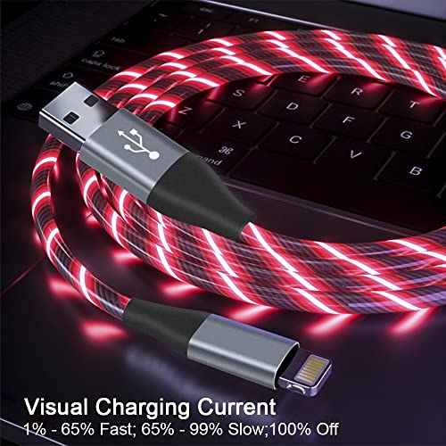 LED Light-Up i Phone Charging Cable – MFi Certified 6 FT USB A to Lightning Fast Charger for i Phone 13, 12, 11, X, XS, XR, 8, 7, 6 S, 5 S, i Pad, i Pod Touch (Durable Purple Design) – Effortless Monitoring & Enhanced Speed