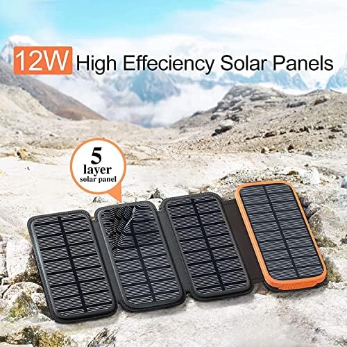 CONXWAN 27000 m Ah Solar Power Bank – High-Capacity USB C Charger with Triple USB Outputs and 4 Foldable Solar Panels for Ultimate Outdoor Charging Efficiency – Eco-Friendly Portable Battery Pack Compatible with Most Smartphones and Devices