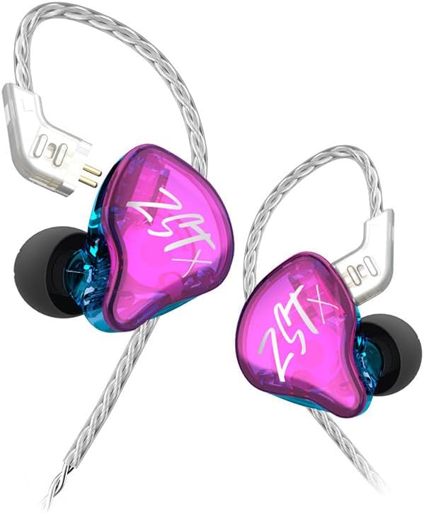 Kinboofi KZ ZSTX High-Fidelity In-Ear Monitor Headphones with Hybrid Driver Technology – Premium 1 BA 1 DD Wired Earbuds in Stunning Purple, Detachable Cable for Enhanced Versatility and Comfort, Ideal for Audiophiles and Gamers Seeking Superior Sound Quality