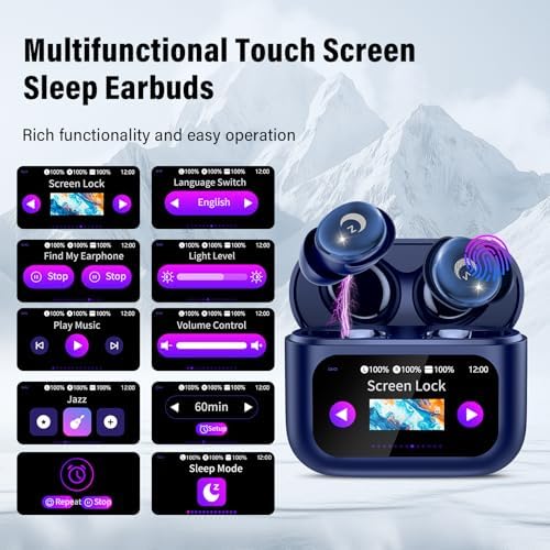 Revolutionary Bluetooth 5.4 Sleep Earbuds – Ergonomic Mini Headphones for Side Sleepers with 48 Hours Playtime, IPX7 Waterproof Design, Smart Touch Control, and 5 Custom EQ Modes – Stylish Blue Earbuds for Crystal-Clear Calls and Effortless Connectivity