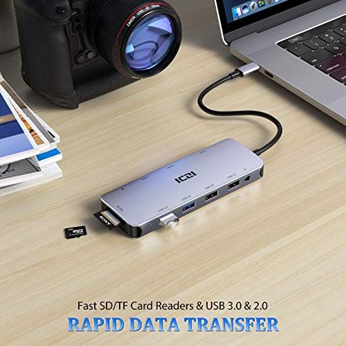 Transform Your Workspace with the ICZI 11-in-1 USB C Hub Multiport Docking Station – Triple HDMI Display, VGA, 100 W Power Delivery, and Enhanced Connectivity for Mac Book, Laptops, and PCs – Ultimate Solution for Seamless Device Integration and High-Speed Performance