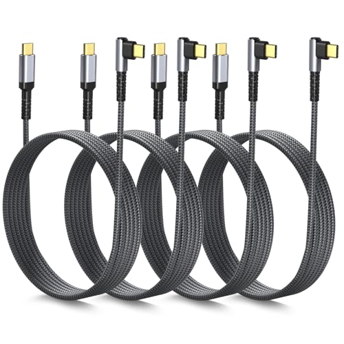 Enhanced 10 ft Right Angle USB C to USB C Cable – 60 W Fast Charging and Data Transfer for i Phone 16, Mac Book, Galaxy S24 – 4-Pack Durable Braided Design for Optimal Performance and Convenient Use