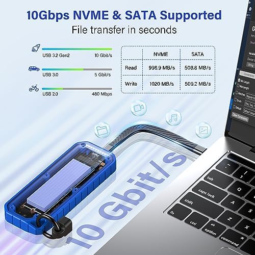 Revolutionize Your Data Transfer with the Zinc Alloy M.2 NVMe & SATA to USB C Enclosure – High-Speed SSD Reader Adapter for M Key & B+M Key PCIe 3.0 NGFF, Waterproof and Dustproof Design for 2280, 2260, 2242, 2230 SSDs – Unmatched Durability and Seamless Connectivity for Professionals and Casual Users Alike
