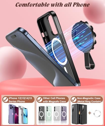 Magnetic Suction Cup Mount for Mag Safe Devices – Effortless Hands-Free Phone Holder with Premium Anti-Slip Silicone Grip for Content Creators – Ultra-Stable, Lightweight Accessory Perfect for Tik Tok and Photography on the Move