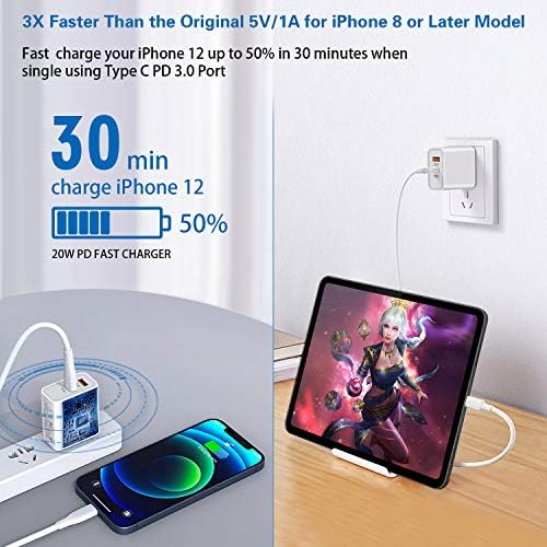 i Seeker Kit: 20 W Fast Charging Block for Apple Watch & Devices – Portable Dual Port USB C Wall Adapter for i Phone, Samsung, Android Tablets – Ultimate Charging Solution for Travel & Efficiency