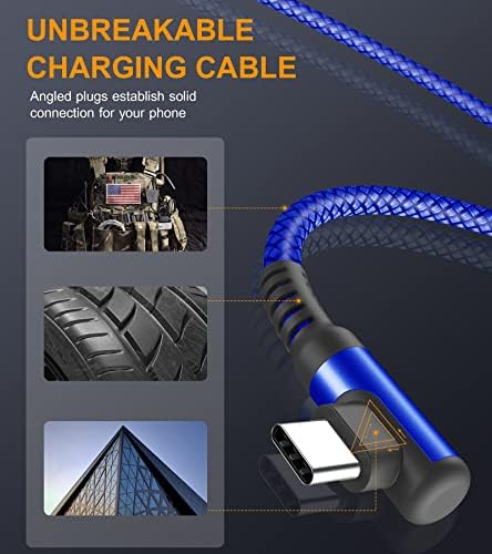 High-Speed USB-C to USB-C Charging Cable 60 W [2-Pack 10 ft] – Right Angle Design for i Phone 15 & 16, Mac Book Air/Pro, Samsung Galaxy S20-S25, Pixel – Ultimate Efficiency and Versatile Compatibility for Fast Data Transfer and Reliable Power Delivery