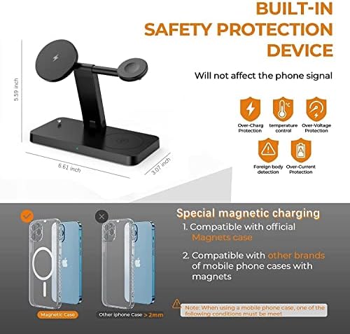PDKUAI 4-in-1 Magnetic Charging Station – Fast Wireless Charger Stand for i Phone 16/15/14/13/12 Pro/Max/Mini/Plus, Apple Watch 10/9/8/7/6/SE/5/Ultra & Air Pods Pro/4/3 – Enhanced Compatibility with Dedicated Adapter – Sleek White Design for Home & Office