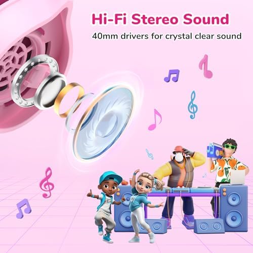 Ear Fun S1 Kids Headphones – Safe 85 d B Volume-Limited Wired Headphones with Adjustable Headband | Foldable Lightweight On-Ear Design in Vibrant Blue & Pink | Ideal for School, Travel, and Everyday Listening | Exceptional Stereo Sound for Young Ears