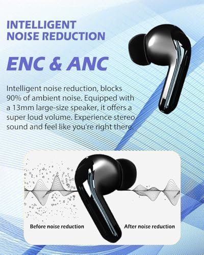 Premium True Wireless Earbuds with Advanced Noise Cancellation and Rich Deep Bass – Unmatched Audio Performance for i Phone & Android Users, Featuring Hands-Free Microphone and Intelligent Battery Monitoring for Ultimate On-the-Go Listening Experience