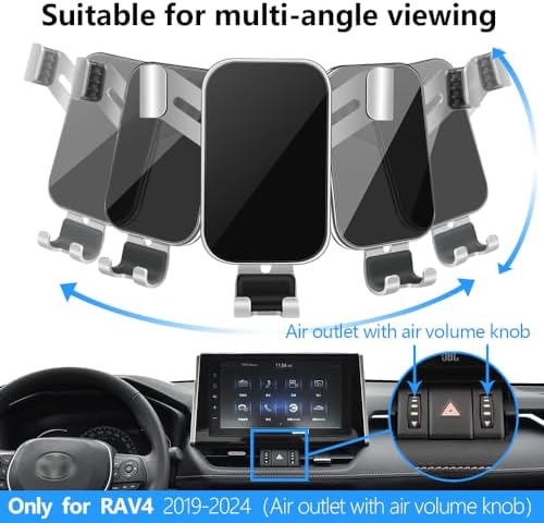 LUNQIN Toyota RAV4 Car Phone Holder (2019-2025) – Premium Adjustable Smartphone Mount with 360° Rotation for Safe Navigation and Hands-Free Calls – Perfect for LE, XLE, SE, Woodland, and RAV4 Hybrid Models – Enhance Road Safety and Accessibility with Durable Design