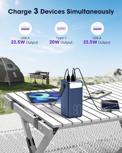 Ultra High-Capacity 70000 m Ah Power Bank – 22.5 W Fast Charging Portable Charger with LED Display & Built-In Flashlight – Ideal for Camping, Travel, and Emergency Use – Multiple Outputs for i Phone, Samsung, i Pad, and More – Stay Connected Anywhere with Long-Lasting Power Solution – Lightweight Design with Convenient Carry Strap and Real-Time Power Monitor – Comprehensive Safety Features Including Overcharge and Short Circuit Protection – Perfect for Outdoor Adventures and Unexpected Power Outages – Includes USB-C Charging Cable and 2-Year Customer Support for Peace of Mind