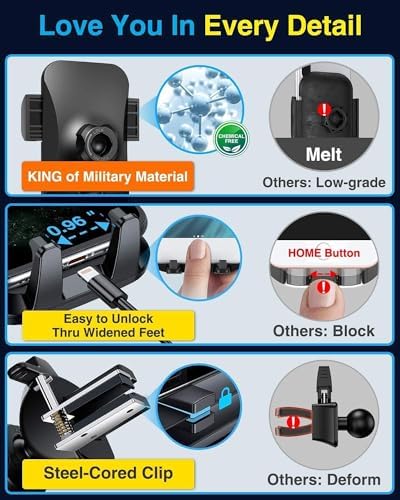 VANMASS 2024 Enhanced Universal Phone Holder – Super Suction Cup Mount for Car Dashboard, Window & Vent – Securely Fits i Phone 15 Pro Max, 14, 13 & More – Hands-Free Vehicle Cradle with 360-Degree Rotation – Sleek Blue Design for Ultimate Convenience and Safety