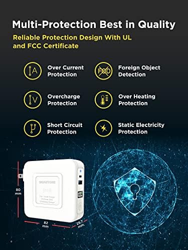 Gigastone 10,000 m Ah 3-in-1 Qi Wireless PD Power Bank with AC Plug – Fast Charging Solutions for i Phone & Android – USB-C PD 20 W, USB-A QC3.0 18 W, Qi 15 W Compatibility – Global Voltage for International Use – Sleek & Portable Design for On-the-Go Charging