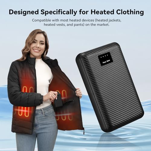 San Nolisa 16000 m Ah Power Bank for Heated Clothing – Premium Battery Pack with Type-C DC Port for Fast Charging and Enhanced Compatibility for Jackets, Vests, and Coats – Ultimate Cold Weather Solution